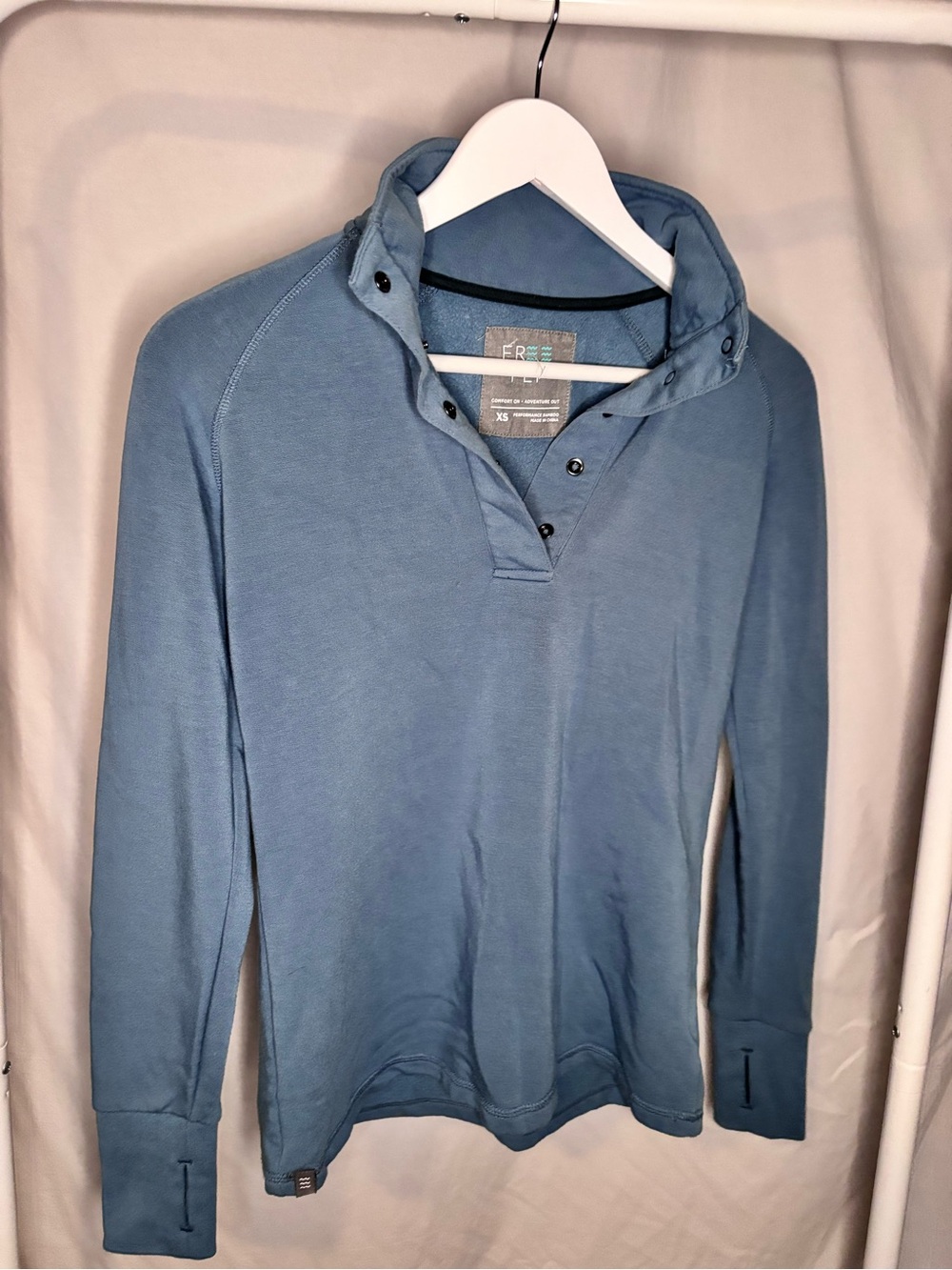 Ladies Blue Snap-Neck Long Sleeve Sweater